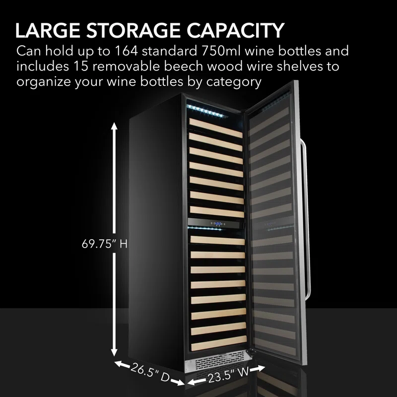 Whynter 164 Bottle Dual Zone Built-In Wine Refrigerator