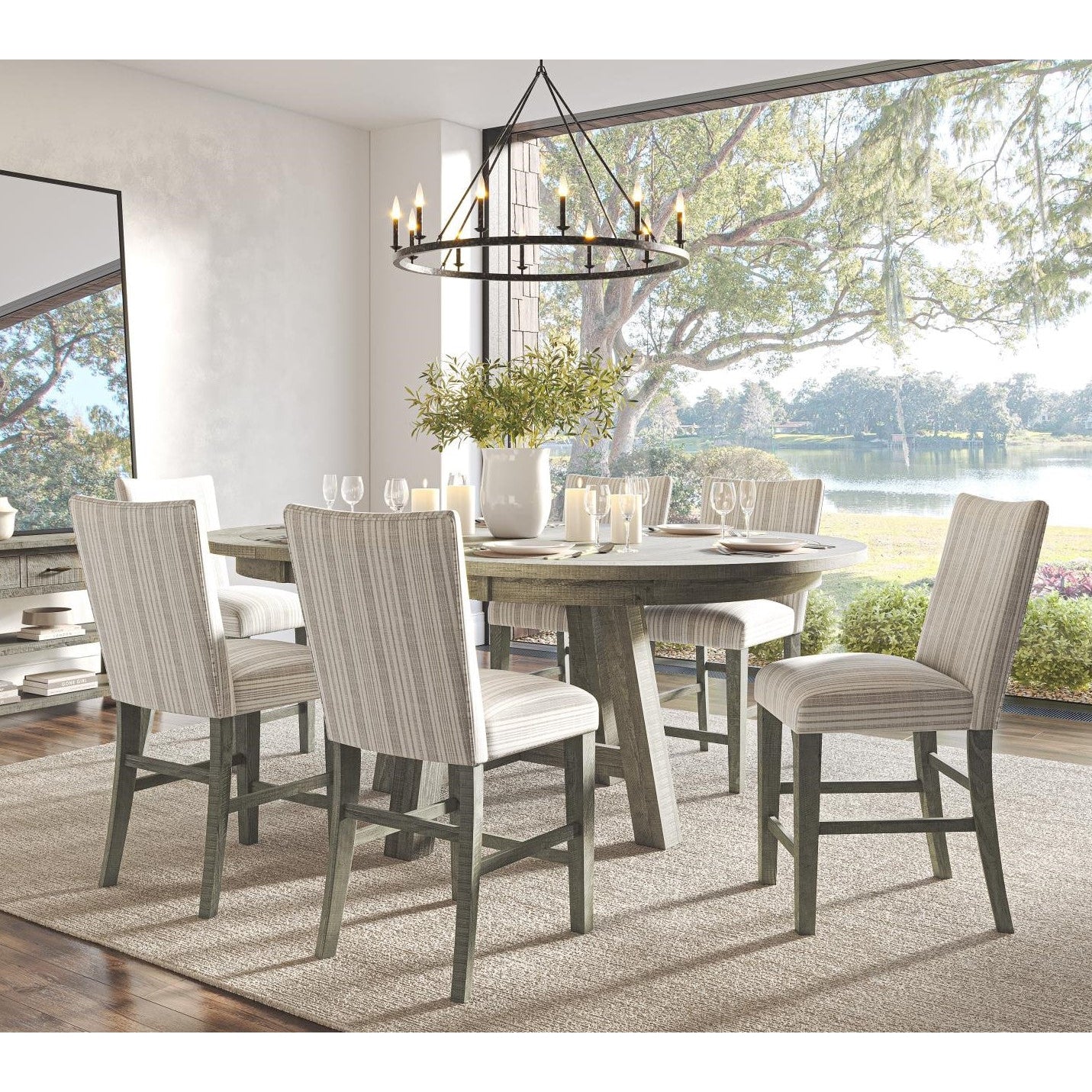 Saratoga 5-Pc Dining Set (Extendable Counter Height Table (54-78) + 4 Chairs)