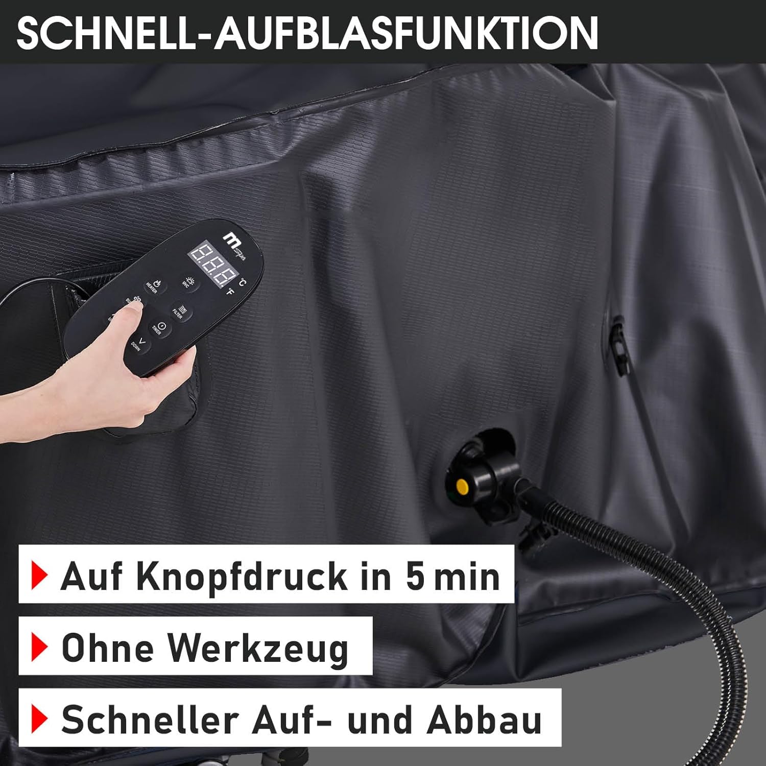 BRAST® Whirlpool Inflatable MSpa | 4-8 People | Many Models Round and Square | Diameter 125-224 cm