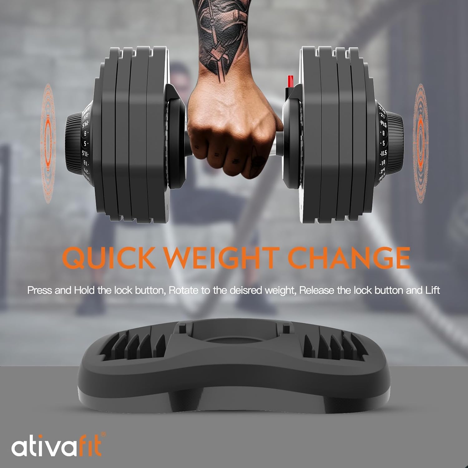 ATIVAFIT Adjustable Dumbbell Set 88 LBS Pair Dumbbell Free Weights Dumbbell Multiweight Options for Men Women Full Body Workout Fitness Home Gym