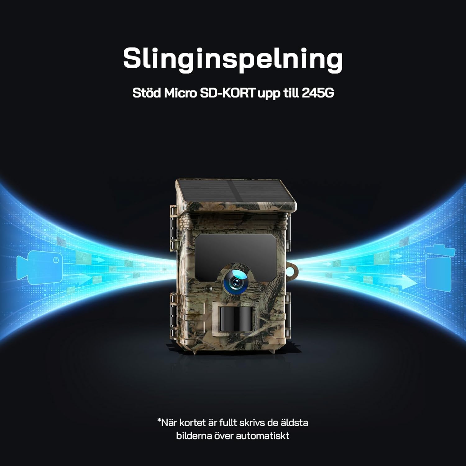 WOLFANG Wildlife Solar Camera 4K 30fps 46MP, WiFi Bluetooth Track Camera with Night Vision Motion Activated 0.1s Trigger Time IP66 Waterproof Gaming Camera for Wildlife Surveillance Micro