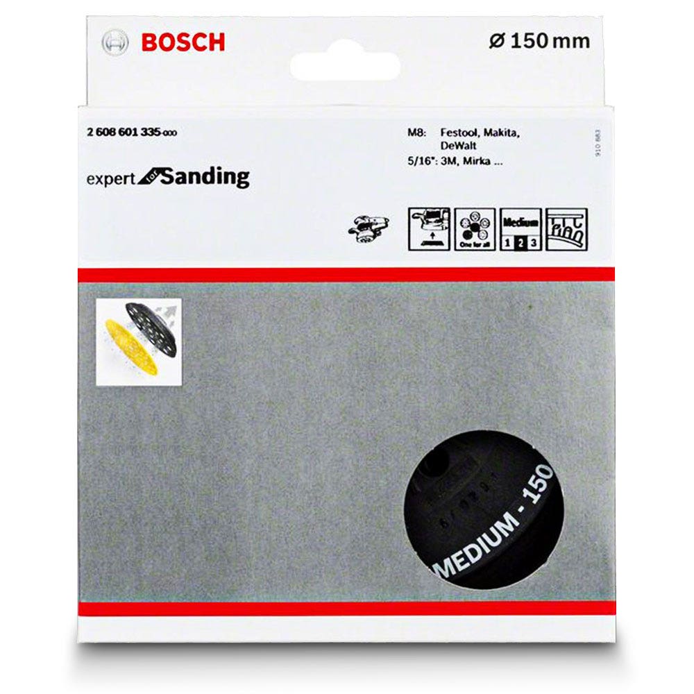 BOSCH 150mm Medium Hook & Loop Random Orbital Sander Backing Pad - Universal 2608601335