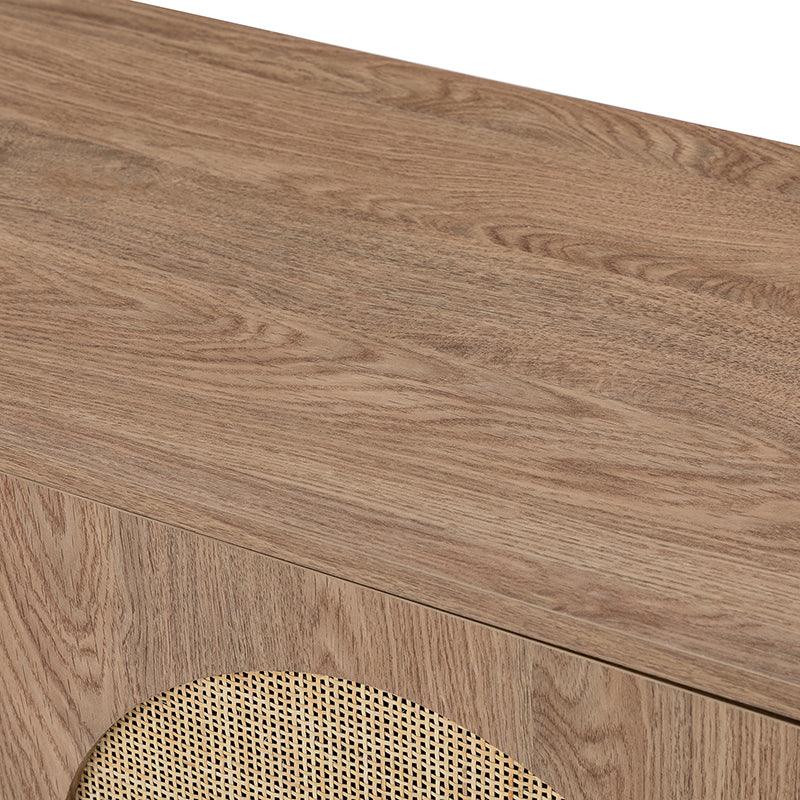 Posey 56 Wide Wood and Rattan Kacie Modern Sideboard