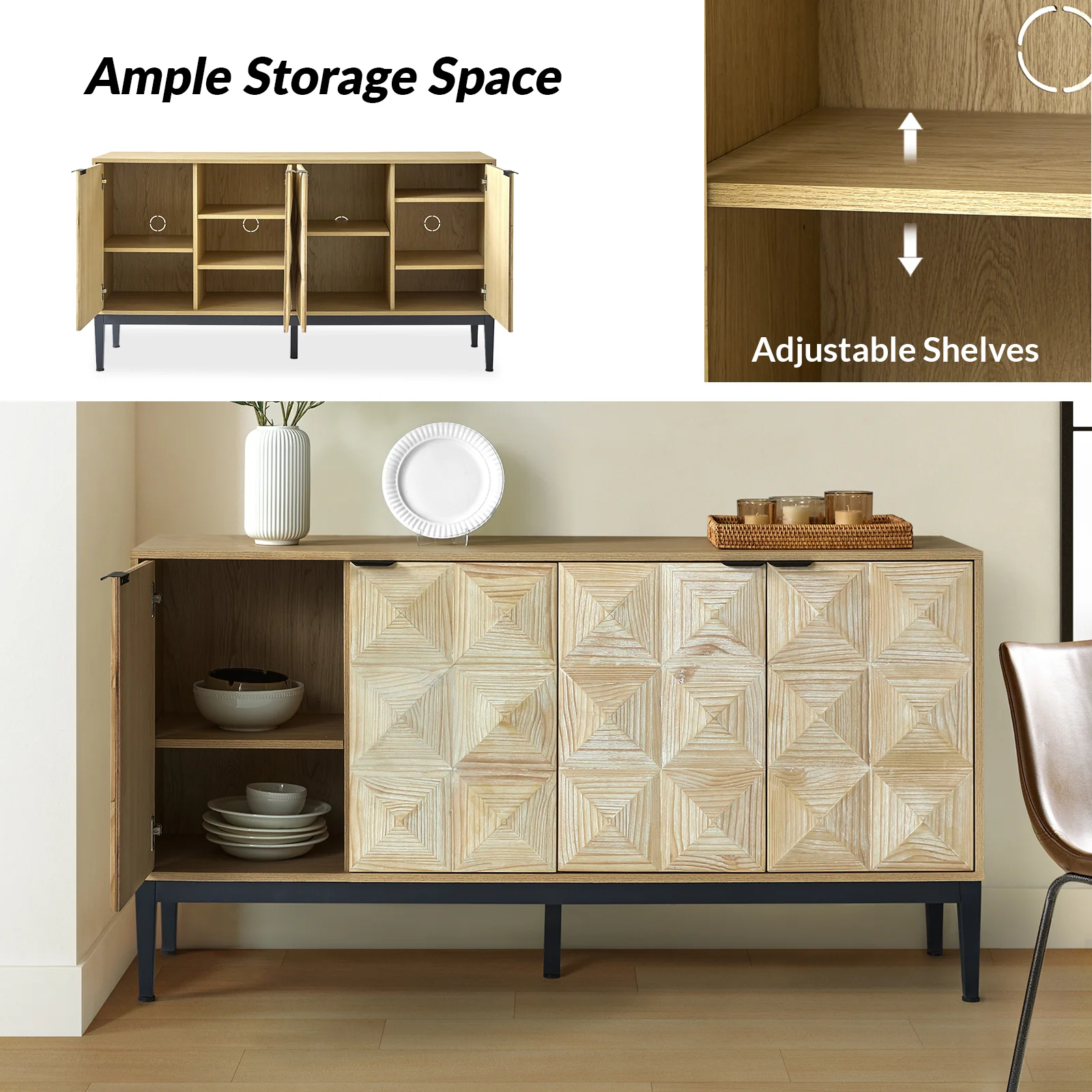 Kamu 60 Wide 4-Door Modern Style Sideboard