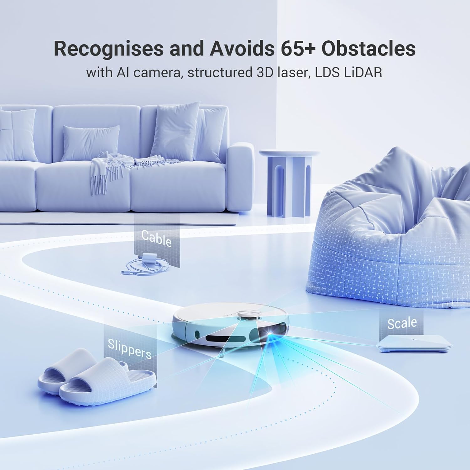 EZVIZ RS20 Pro Robot Vacuum Cleaner Auto All in One Station, 7200Pa, Hot Water Mop Washing, Hot Wind Self Drying, Self Emptying, Self Refilling, Pet Friendly, Carpet Detection, AI Obstacle Avoidance