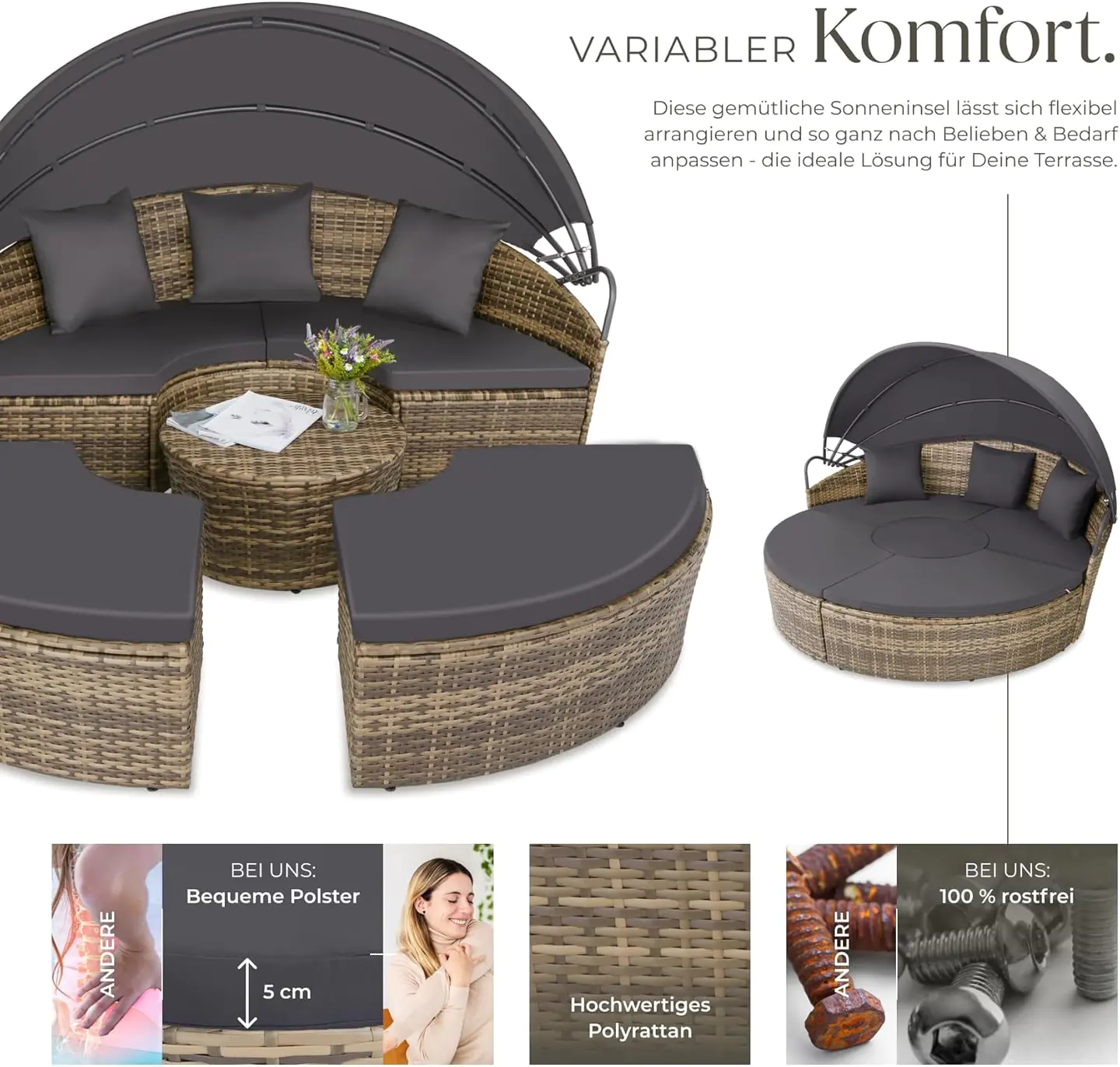 Lounge shell sun island outdoor weatherproof