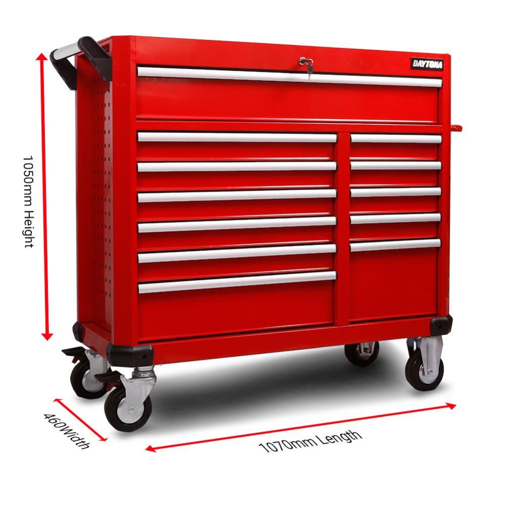 Daytona D655PS 655-Piece Machinery Tool Set with 43-Inch 12-Drawer Red Roller Cabinet