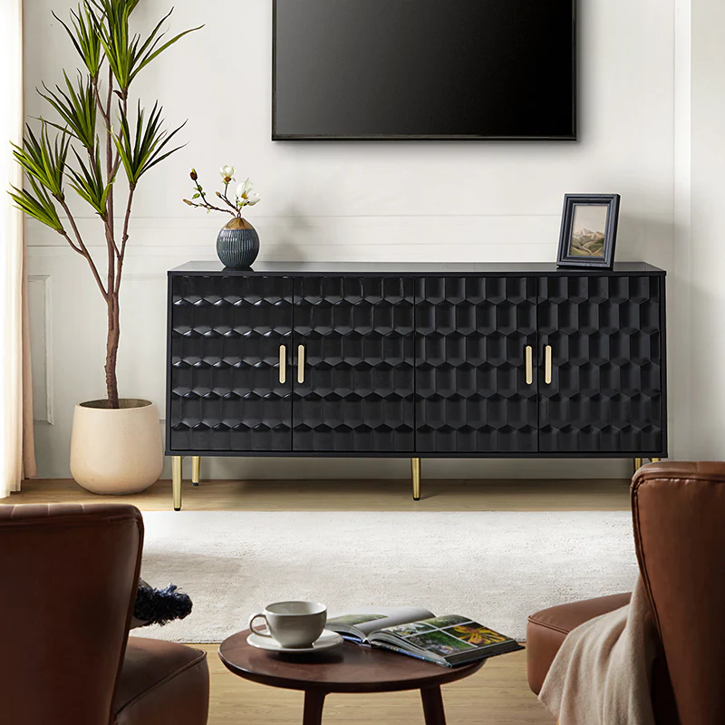 Modern Hexagonal Door Bruno 63 Wide Sideboard with Adjustable Shelves
