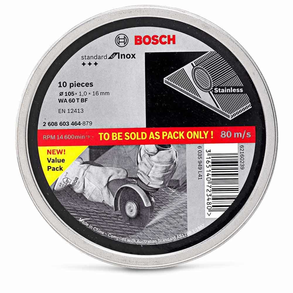 BOSCH 105 x 1.0mm Steel & Stainless Cut Off Disc - STANDARD for INOX - 10 Piece Tin