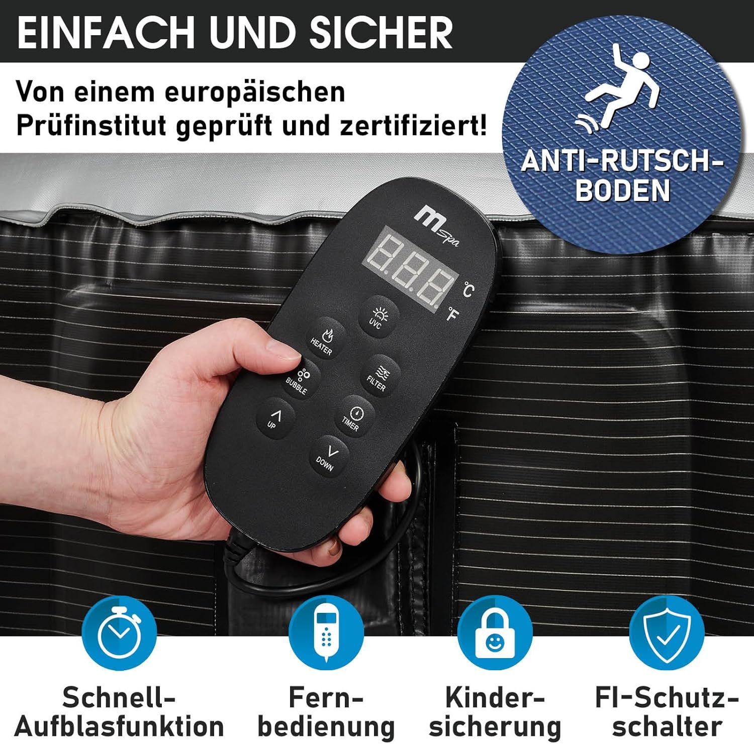 BRAST® Whirlpool Inflatable MSpa | 4-8 People | Many Models Round and Square | Diameter 125-224 cm