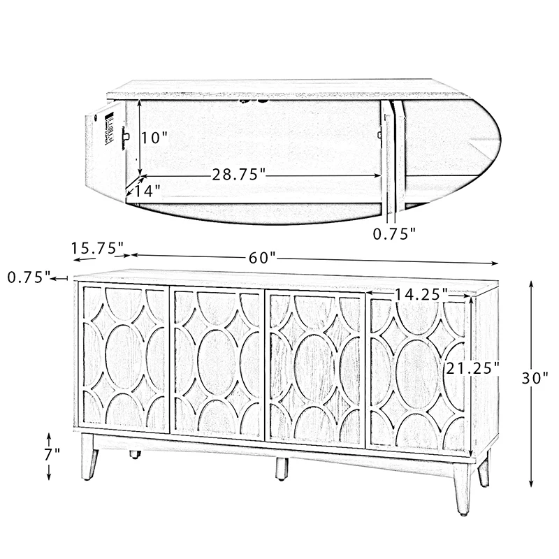 Nahum 60 Wide Sideboard