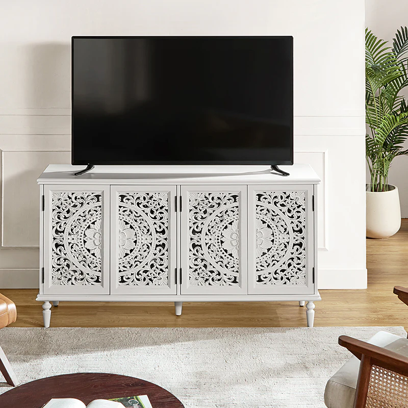 Emathides 63 Solid Wood Sideboard with Lighting & Wine Rack