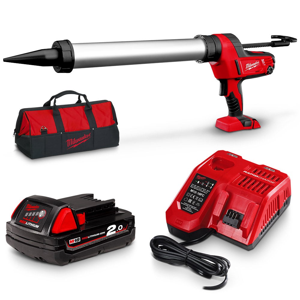 MILWAUKEE 18V 2.0Ah Caulking Gun Kit C18PCG600A-201B