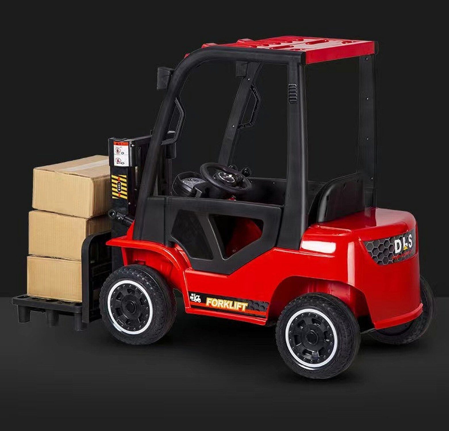 TPFLiving electric children's car forklift - motor: 2 x 12 V - battery: 1 x 12 Volt/7Ah, load capacity 40 kg, children's car - electric car with seat belt