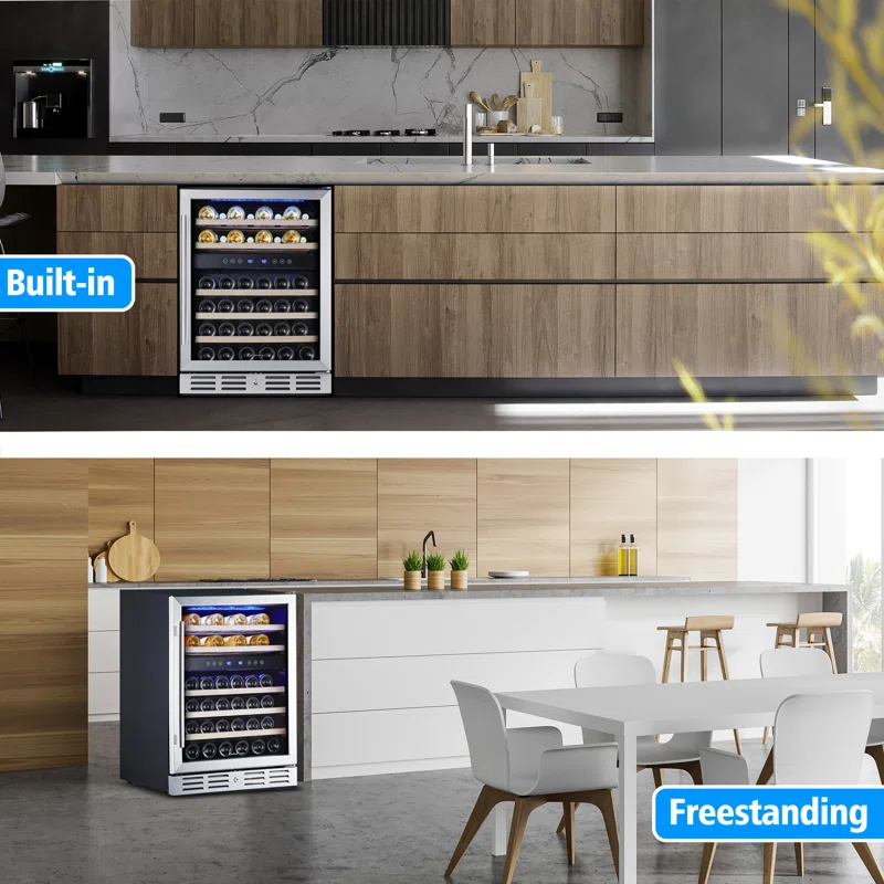 Kalamera Dual Zone 23.5'' 46 Bottle Wine Refrigerator with Reversible Door