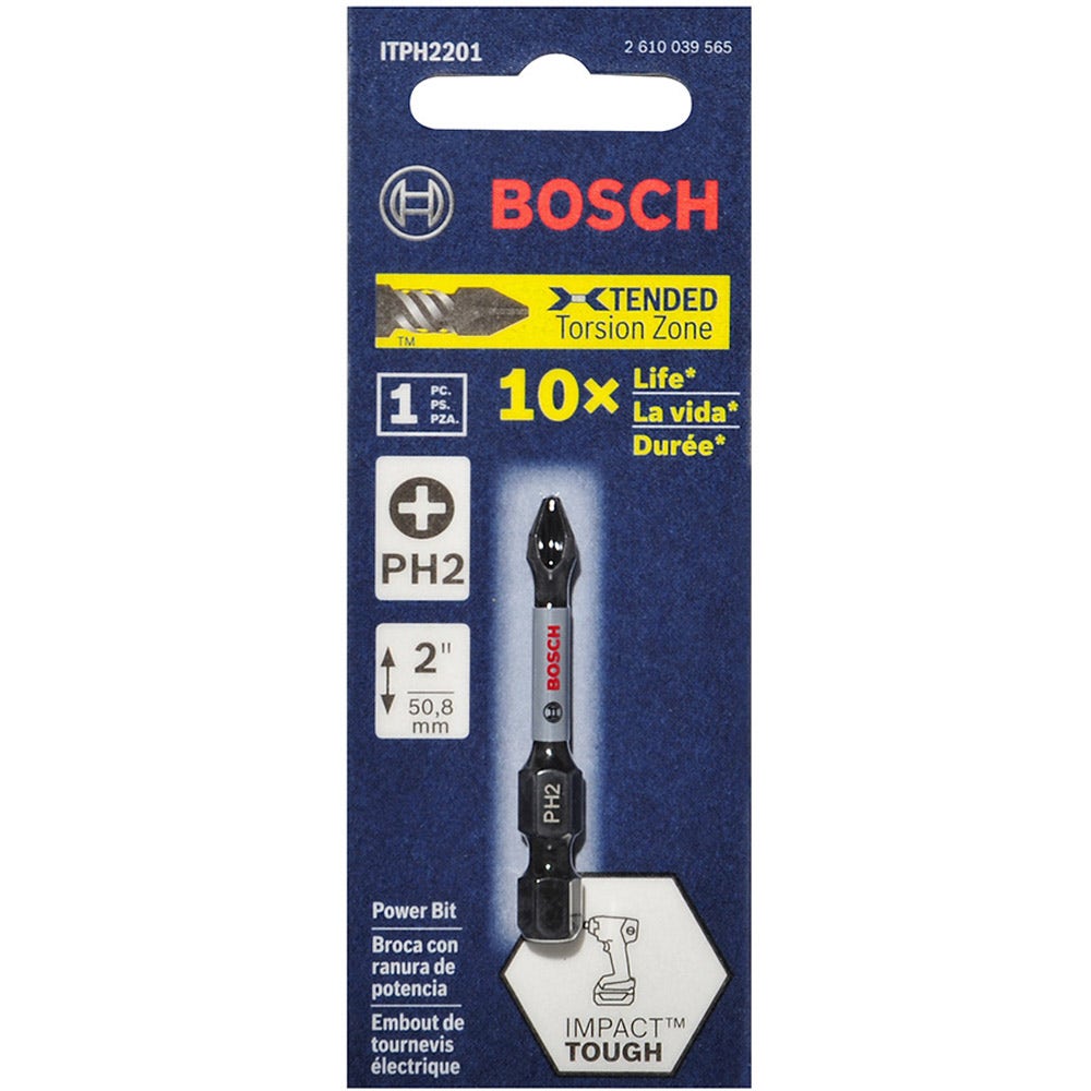 BOSCH PH2 x 50mm Phillips Power Screwdriver Bit - IMPACT TOUGH