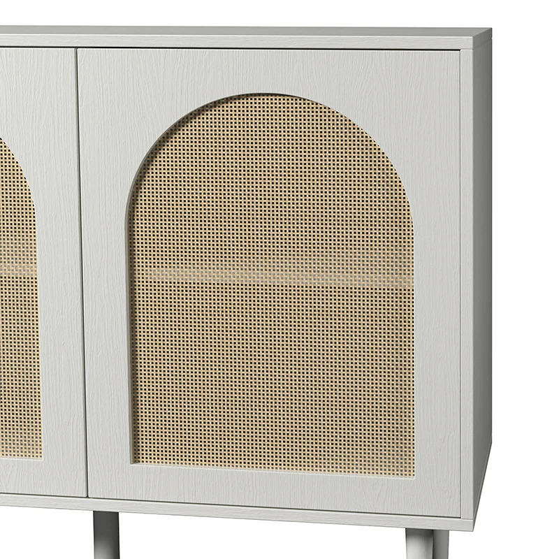 Posey 56 Wide Wood and Rattan Kacie Modern Sideboard