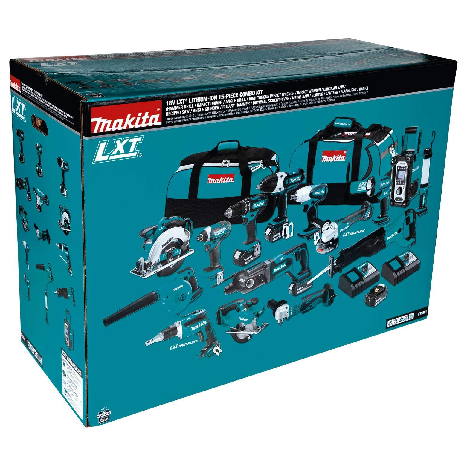Makita XT1501 18V LXT® Lithium-Ion Cordless 15-Pc. Combo Kit