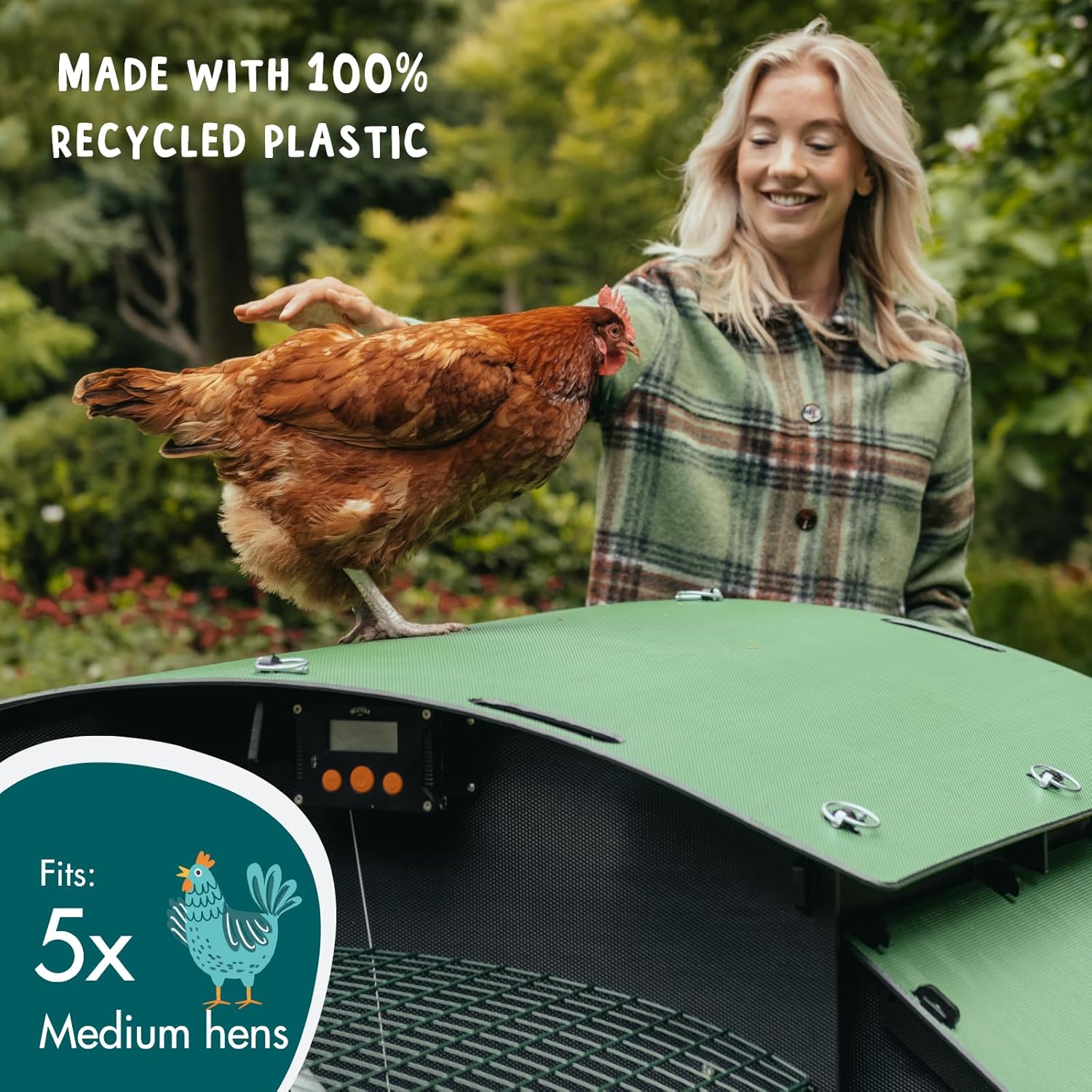 Mittlerer erhöhter Hühnerstall 2-3 Hühner - 25 Jahre Hühnerstall für 5 Hühner oder 9 Zwerghühner | 2 runde Sitzstangen für Hühner | erhöhter Hühnerstall für Hühner mit 2 Nistkästen & Leiter