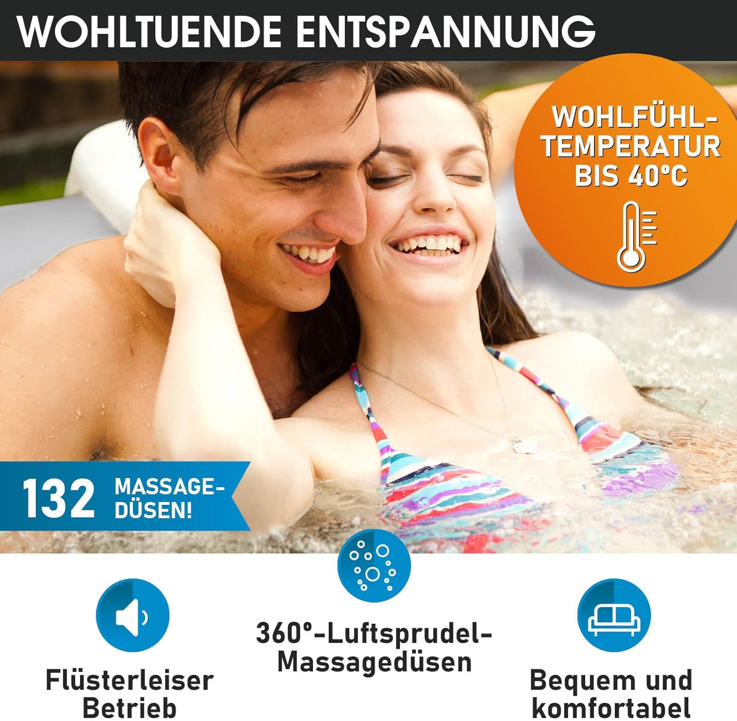 BRAST MSpa Inflatable for 6 People Spa 185 x 185 cm In-Outdoor Pool