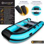 KESSER® Inflatable Boat 3.20 m for 4 People - Wave Motor Suitable Leisure Boat Paddle Boat Motor Boat Fishing Boat - with 2 Benches - Aluminium Base Paddle Pump Repair Kit & Bag Inflatable PVC