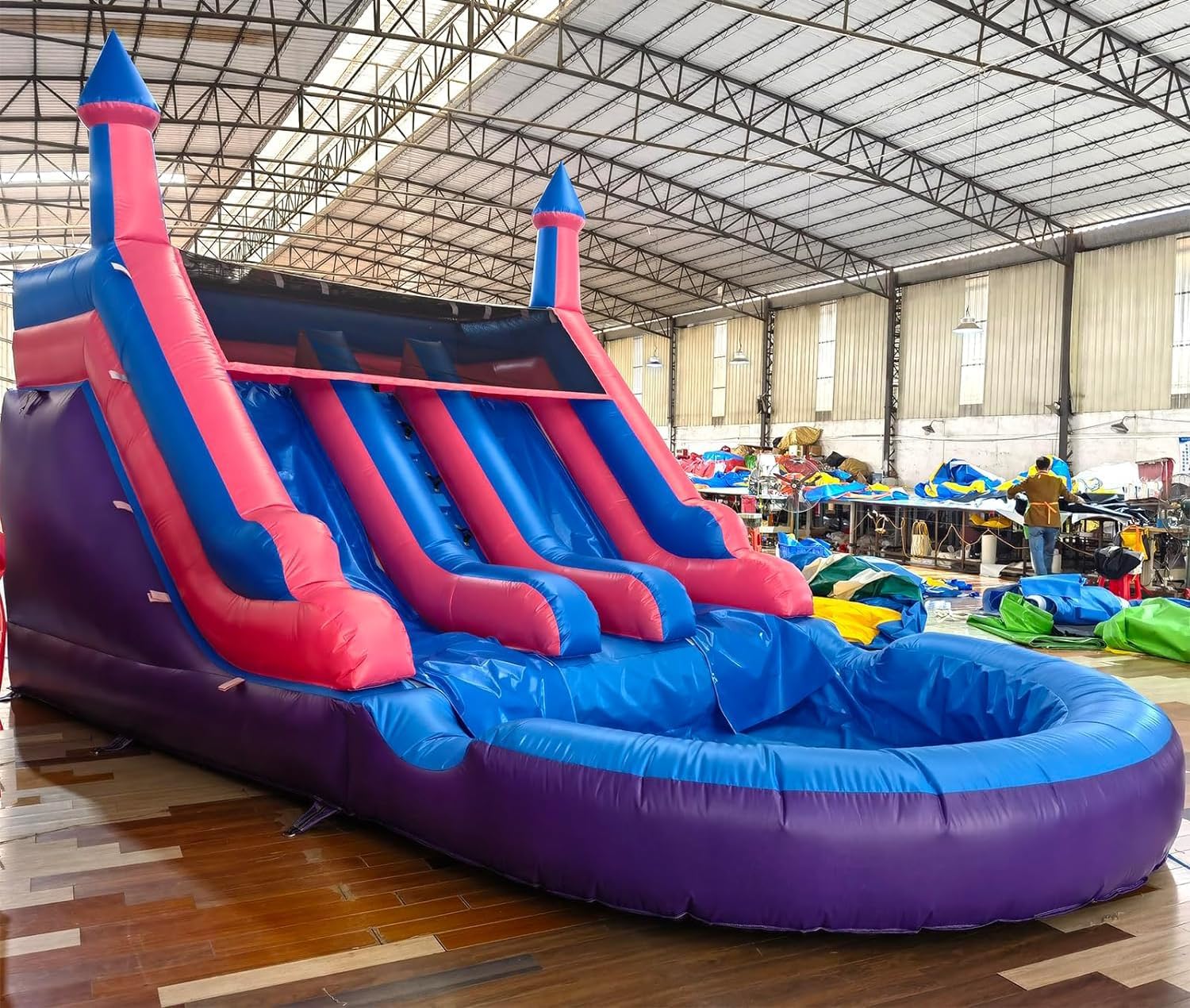 21FT(L) Commercial Grade Water Slide for Kids Adults, (Double Slide) (Heavy Duty Full PVC) (Big Airtight Splash Water Pool), 1100w Blower, Inflatable Waterslide for Backyard, Outdoor Park, 21x11x12ft