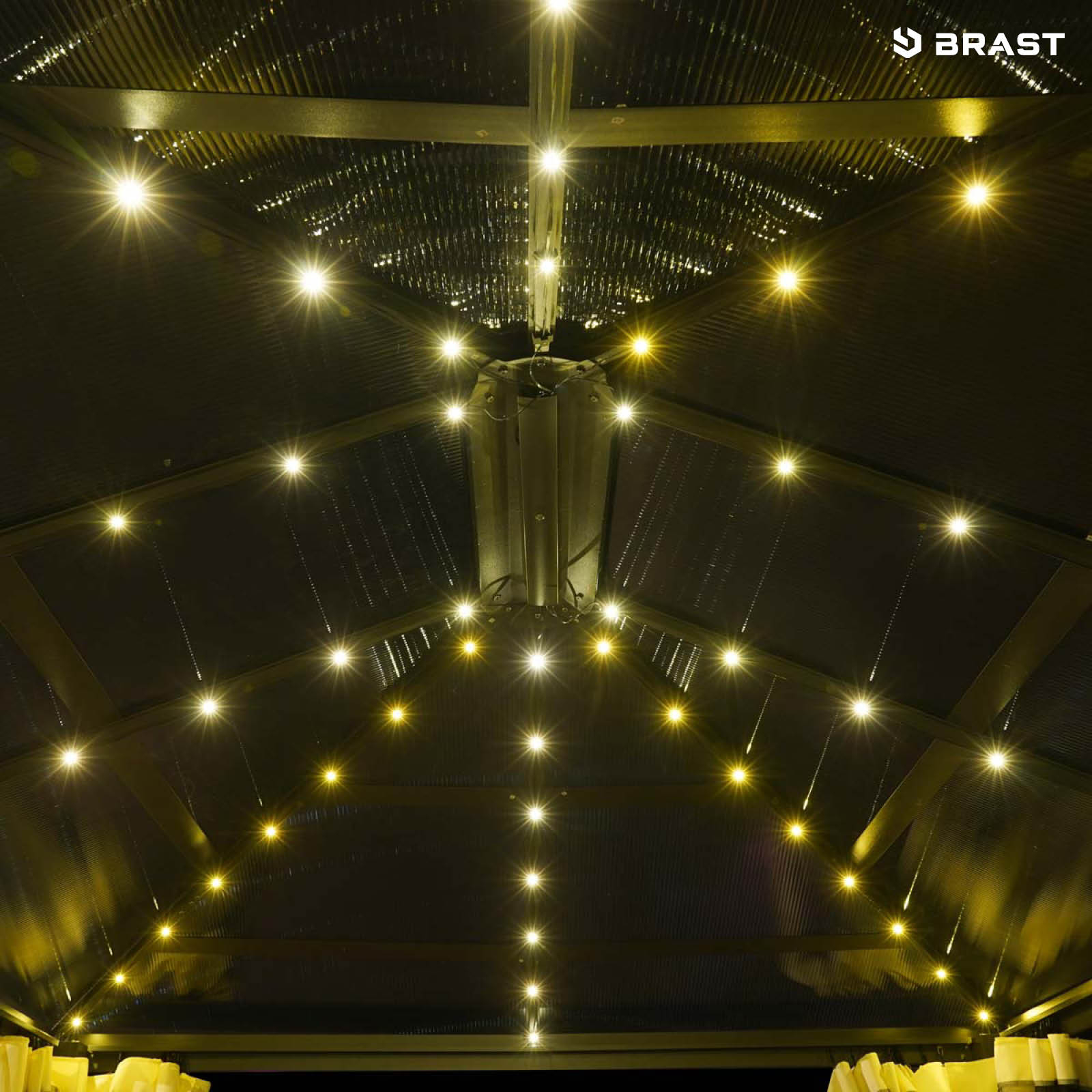 BRAST Alu-Pavillon PREMIUM 3.6x4.8m beige inkl. LEDs