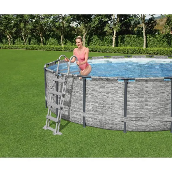 Kit Piscine hors sol tubulaire BESTWAY - Steel Pro Max™ - 488 x 122 cm - Ronde (Livrée avec pompe de filtration. échelle et bâche)