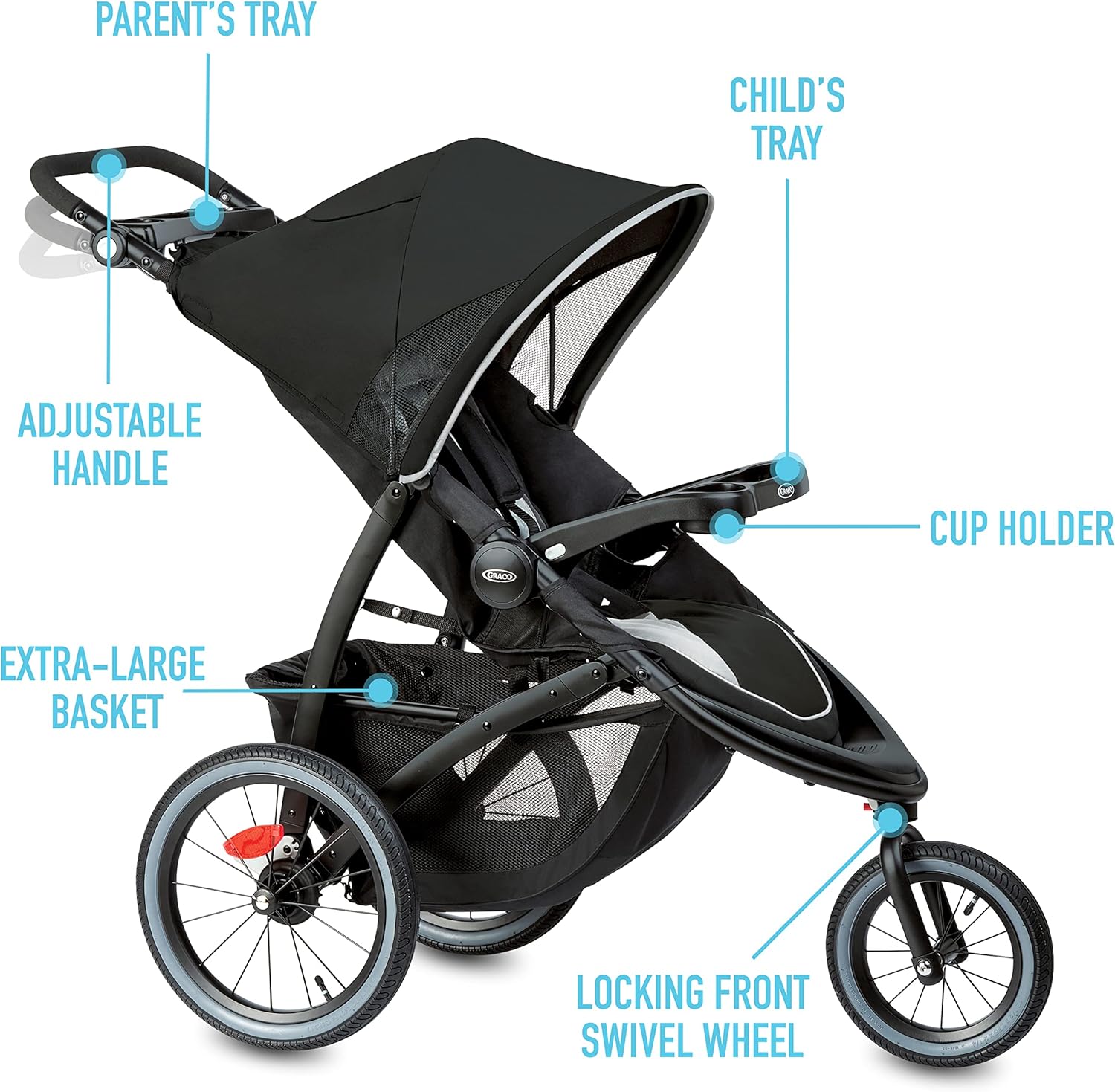 Graco FastAction Jogger LX Travel System, Compact Jogging Baby Stroller and Car Seat Combo with SnugRide SnugLock 35 Lite Infant Car Seat, Rear-Facing from 1.8-16 kg (4-35 lb), Mansfield