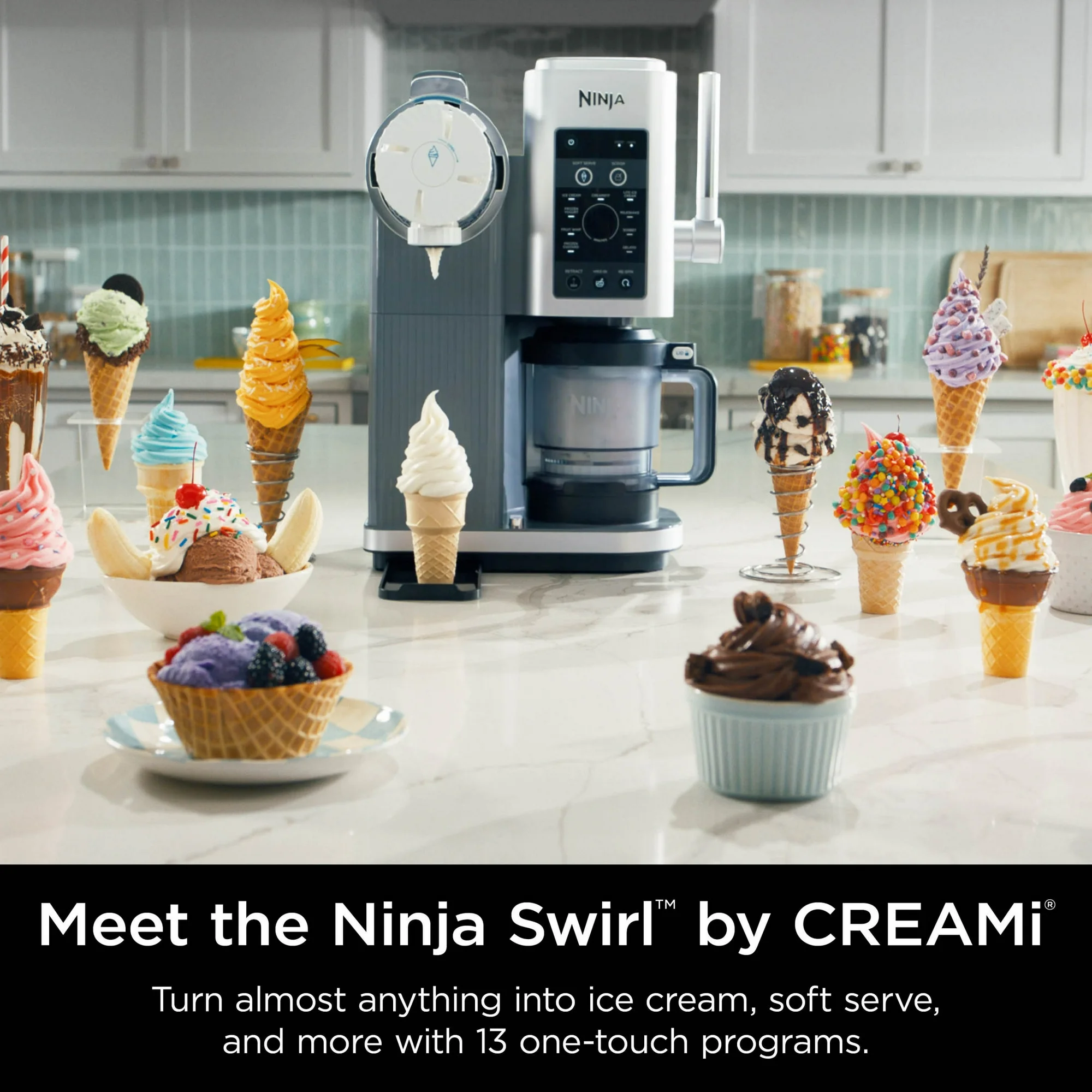 Ninja Swirl™ by CREAMi® Soft Serve and Ice Cream Maker, 13 One-Touch Programs, NC701