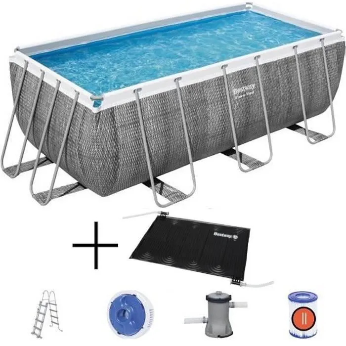 Kit Piscine hors sol tubulaire BESTWAY - Power Steel™ - 412 x 201 x 122 cm + Réchauffeur solaire