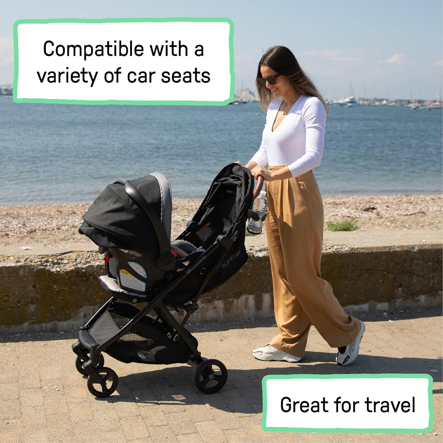 Ingenuity 3Dquickclose CS+ Compact Fold Stroller – Lightweight Stroller with Oversized Canopy, Extra-Large Storage and Compact Fold