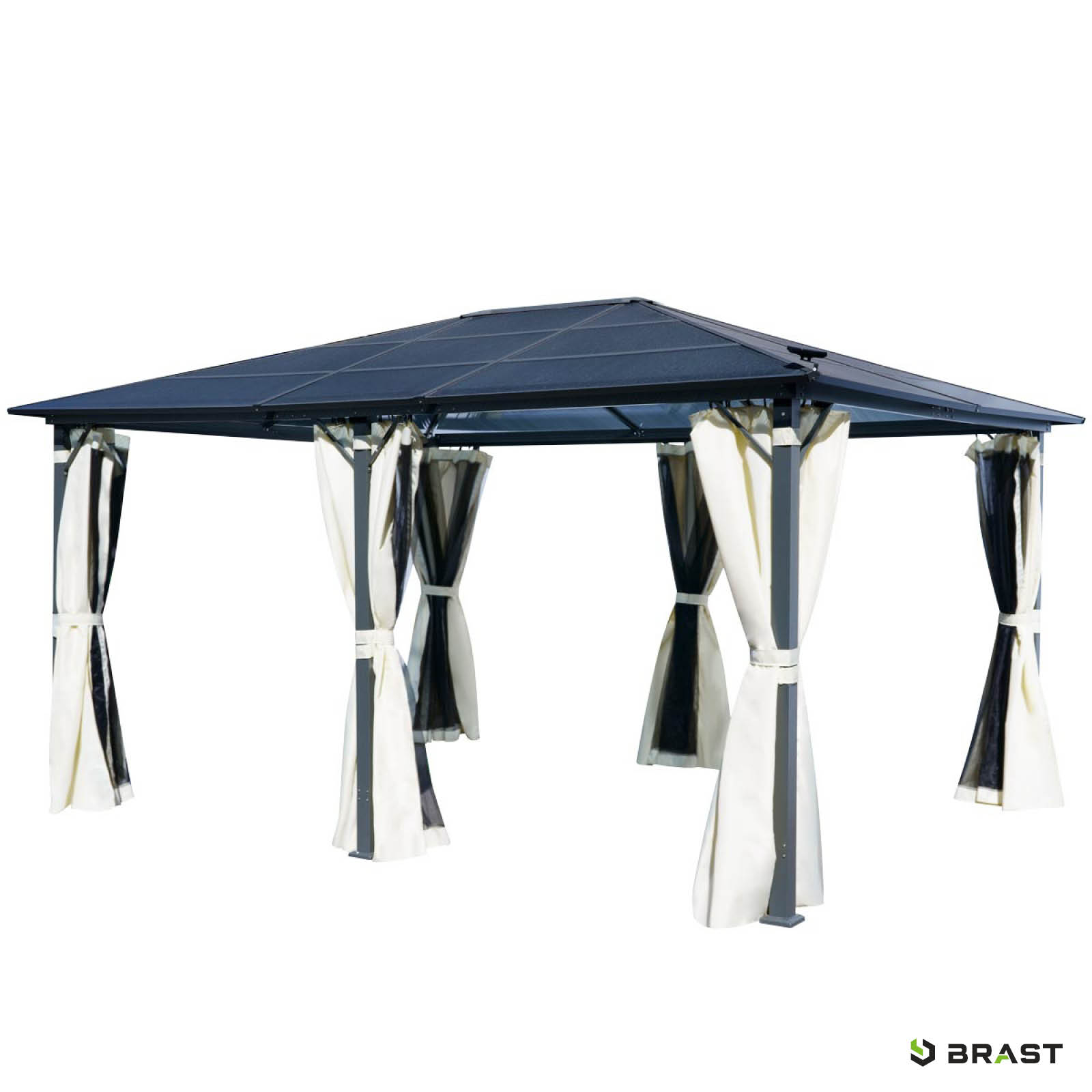 BRAST Alu-Pavillon PREMIUM 3.6x4.8m beige inkl. LEDs