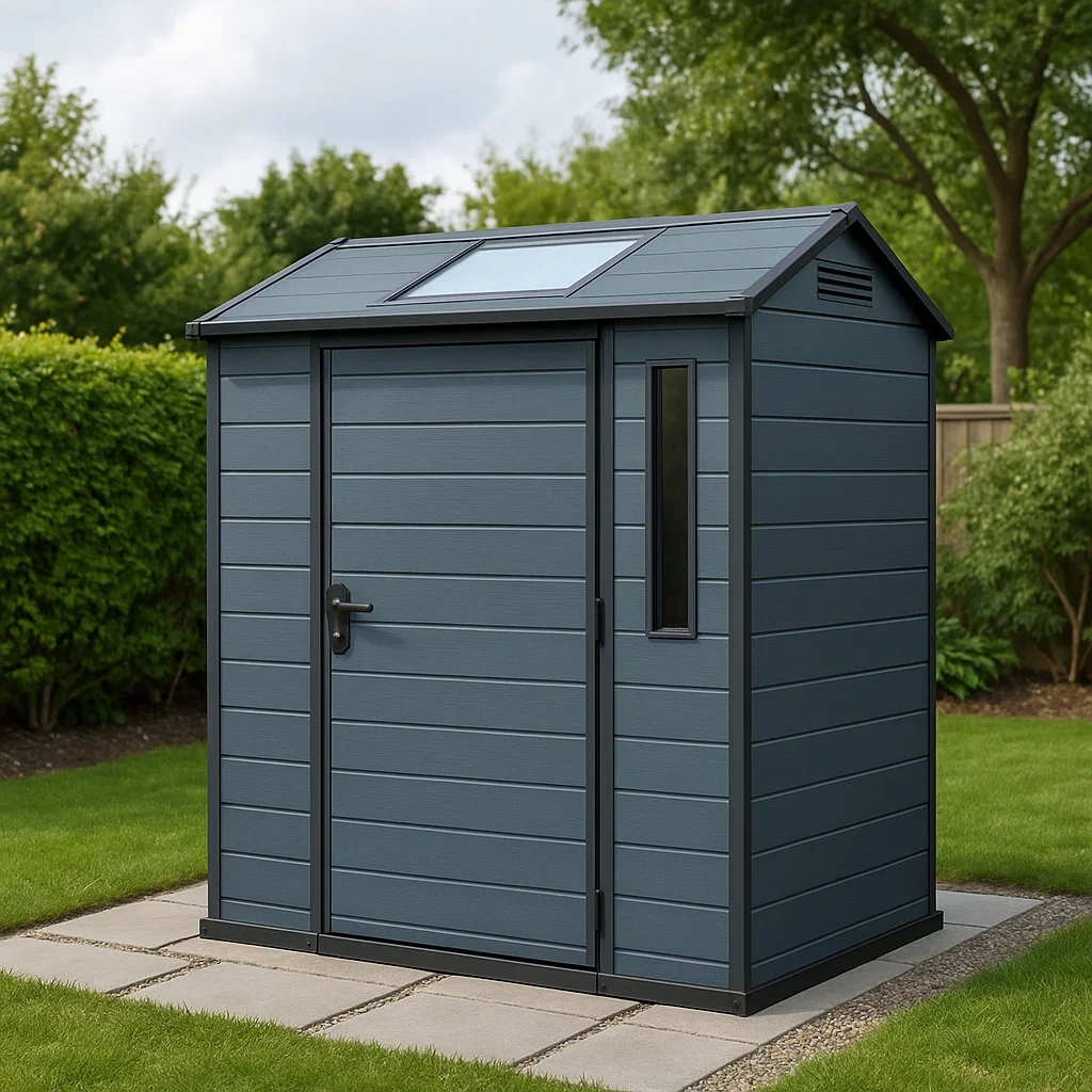 Caseta de jardín cobertizo gris acero galvanizado para exteriores. 130x110x190 cm