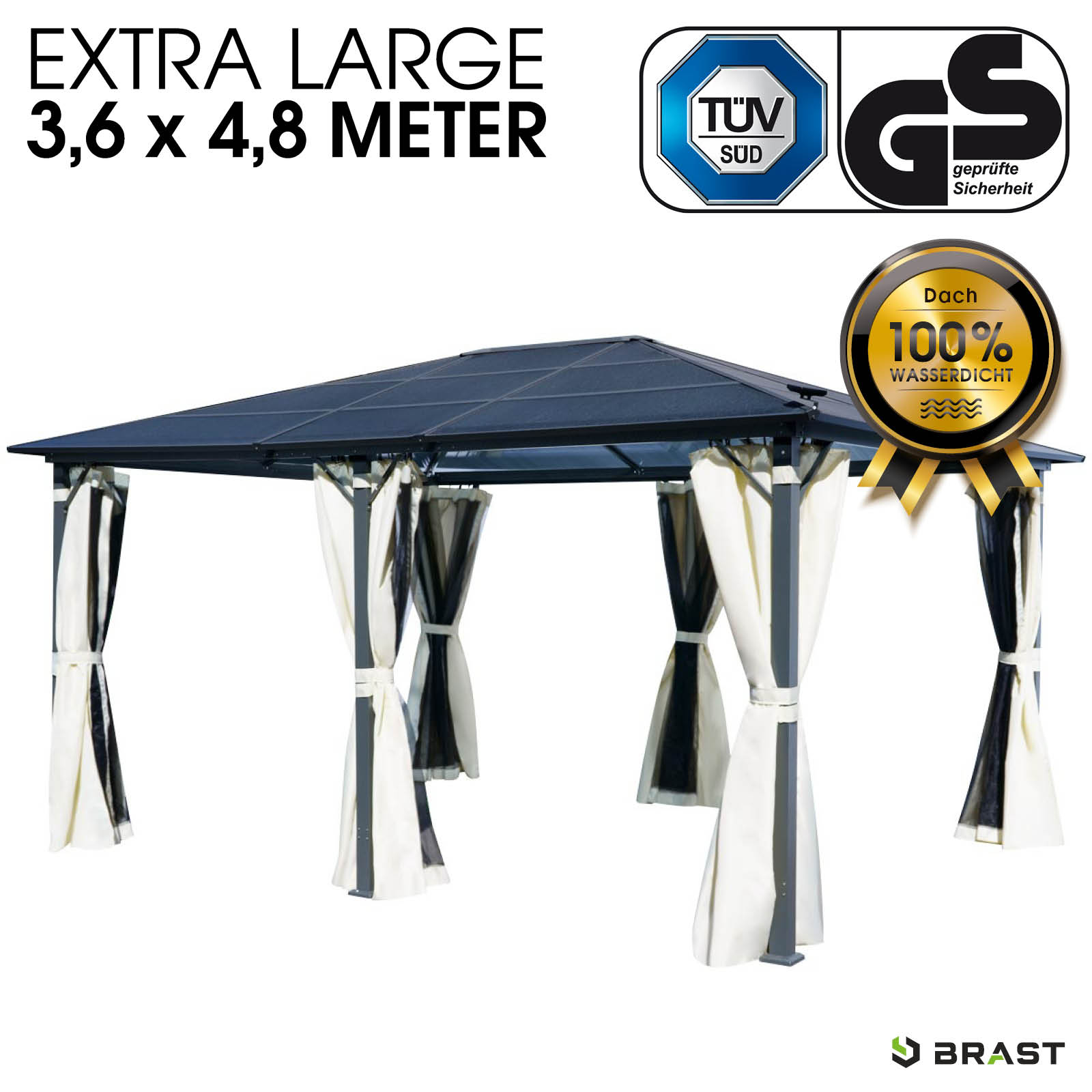 BRAST Alu Pavillon PREMIUM 3.6x4.8m beige