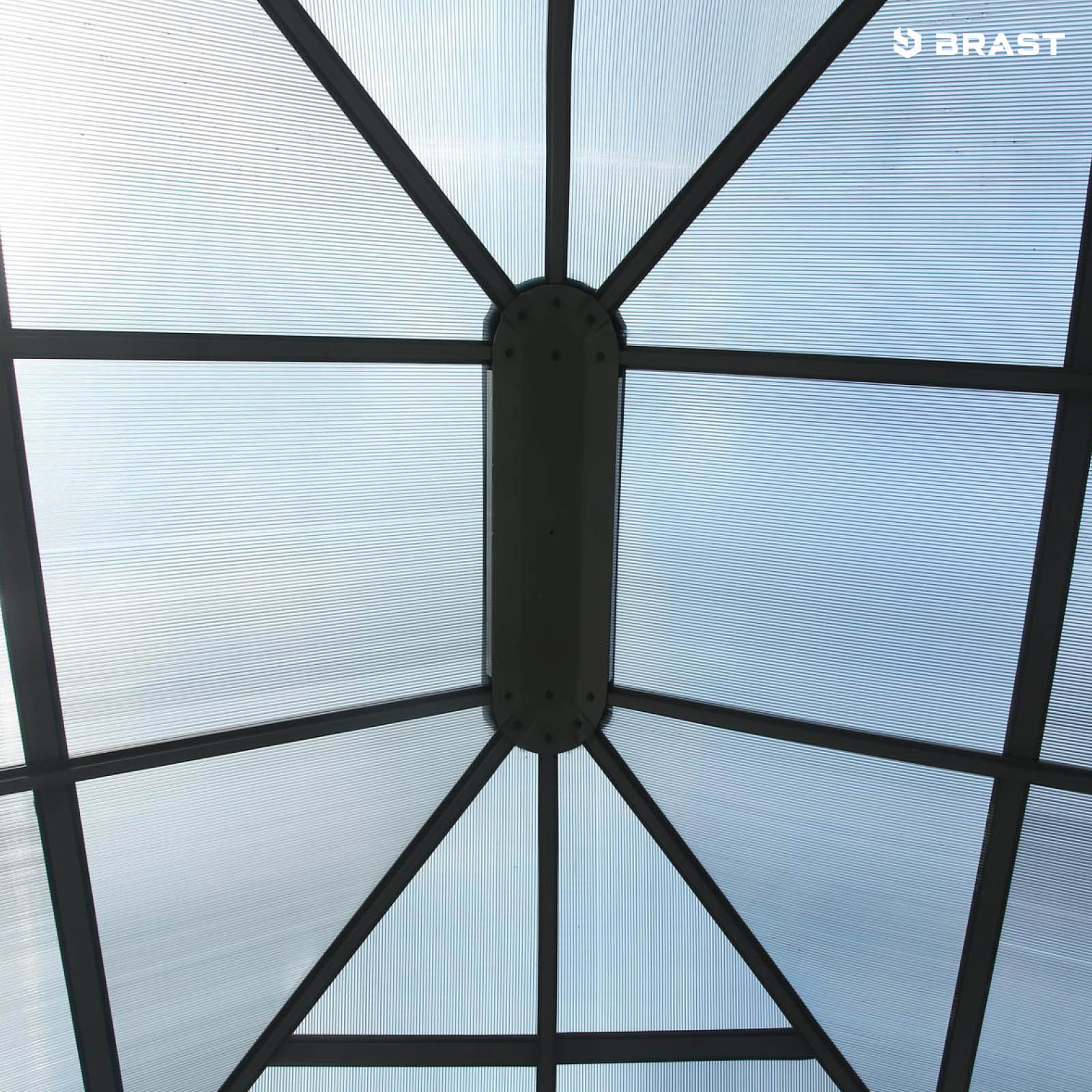 BRAST Alu Pavillon PREMIUM mit festem Dach 3x4m grau