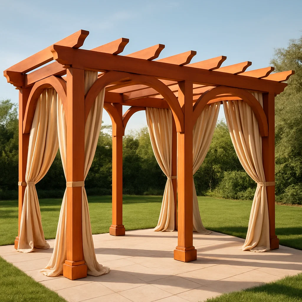 Pérgola de madera para jardín - Color terracota - para exterior - 400 cm largo x 250 cm alto x 300 cm profundo