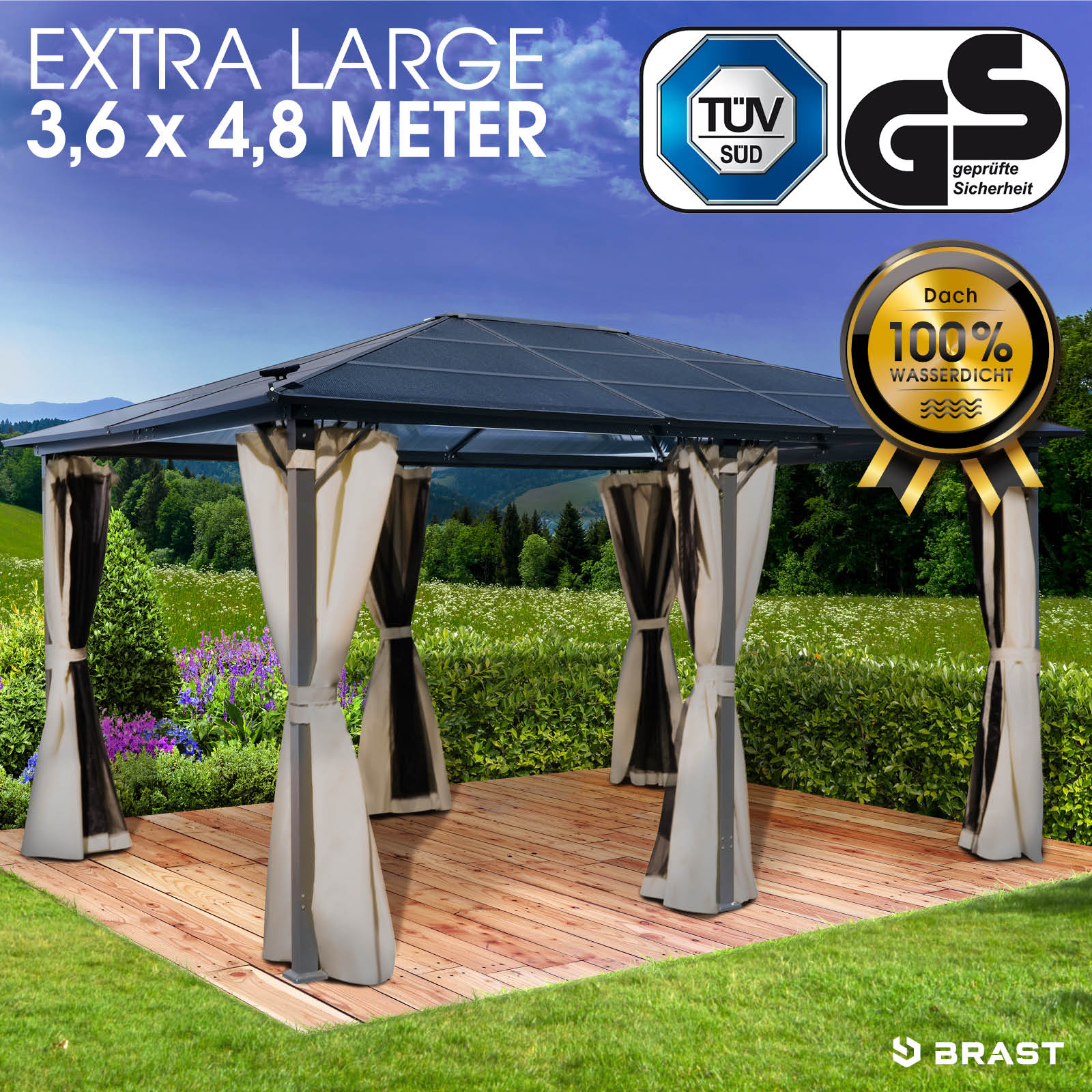 BRAST Alu Pavillon PREMIUM 3.6x4.8m beige