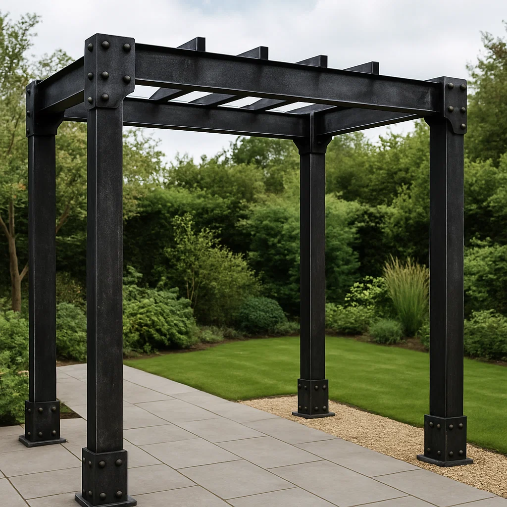 Pérgola metálica para jardín - Color negro - para exterior - 400 cm largo x 250 cm alto x 300 cm profundo