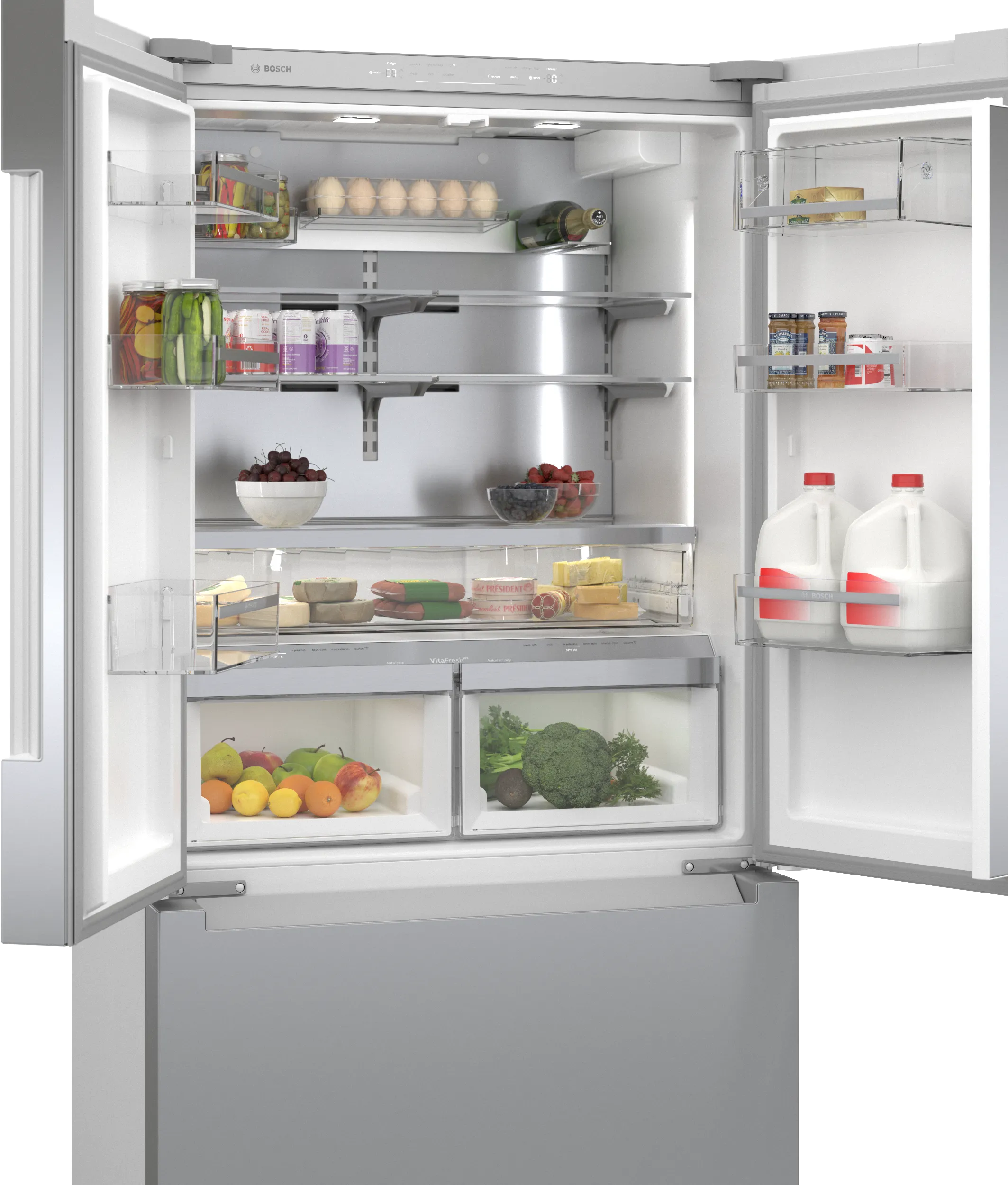Bosch B36CT81ENS 800 Series French Door Bottom Mount Refrigerator 36'' Stainless steel (with anti-fingerprint). Total No Frost