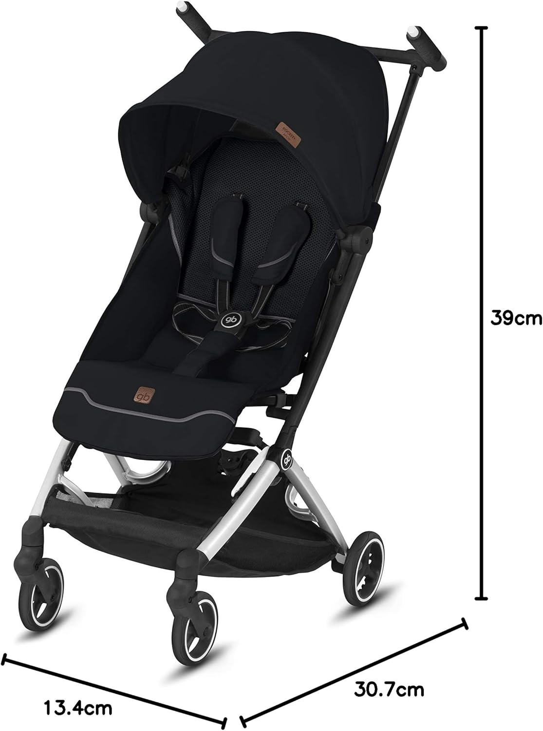 gb Pockit+ All-City Airplane Carry-on Compliant Stroller - Ultra Lightweight, 2-in-1 Travel System Ready with any Cybex Infant Car Seat, Compact Self-Standing Fold, Easy to Carry - Velvet Black