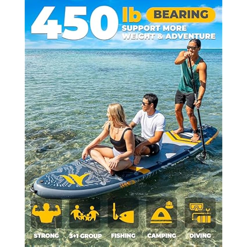 Flyroc 11'6x35'' Extra Wide Inflatable Paddle Board,Stand Up Paddle Board for Adults (x3), Stable Inflatable SUP, All Skill Levels, 3 Handles, 3PCS Paddle, 5L Dry Bag, 100L Backpack