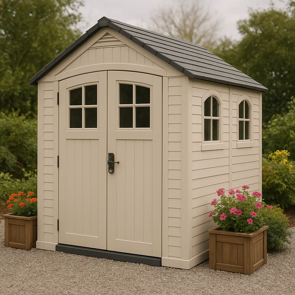 Caseta de Jardín Beige Material Compuesto Jardín Exterior 180×120×210 cm