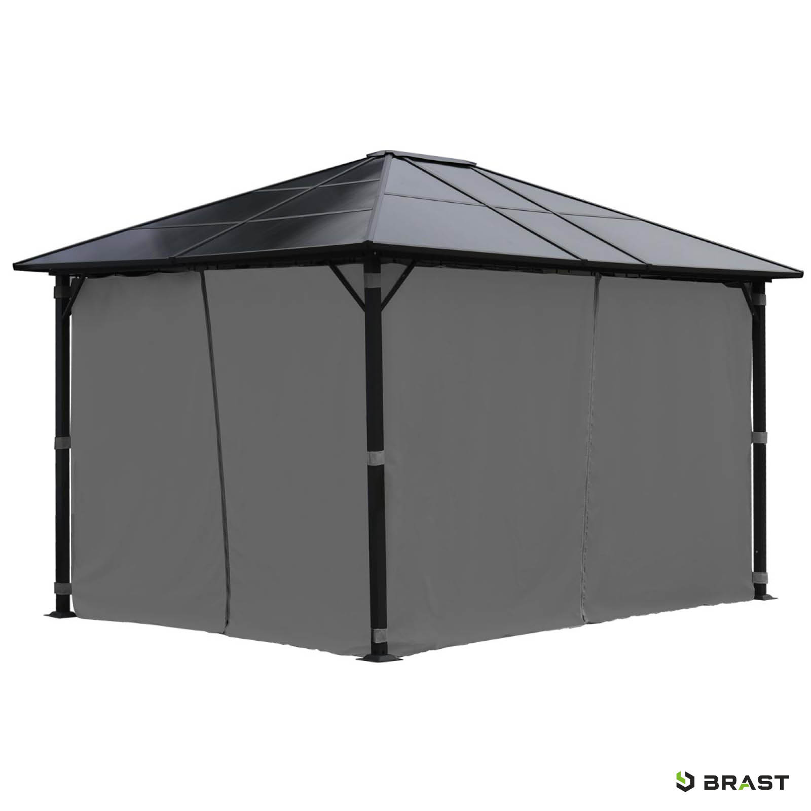 BRAST Alu Pavillon PREMIUM mit festem Dach 3x4m grau