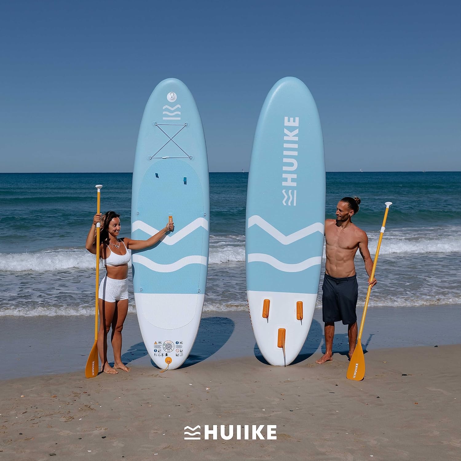 HUIIKE Stand Up Paddling Board mit Zubehör, Paddel, Finnen, Pumpe. Paddle Sup Board Aufblasbar Hohe Stabilität und Widerstandsfähigkeit. 305 × 84 × 15 cm, Belastbar bis 130 kg