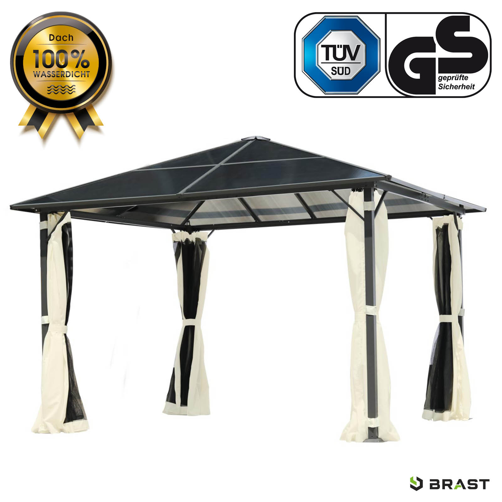 BRAST Alu Gartenpavillon SUMMERDREAM 3x3m beige