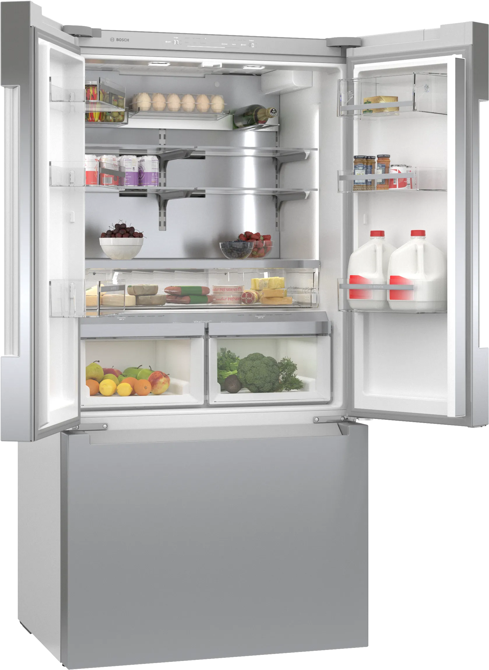 Bosch B36CT81ENS 800 Series French Door Bottom Mount Refrigerator 36'' Stainless steel (with anti-fingerprint). Total No Frost