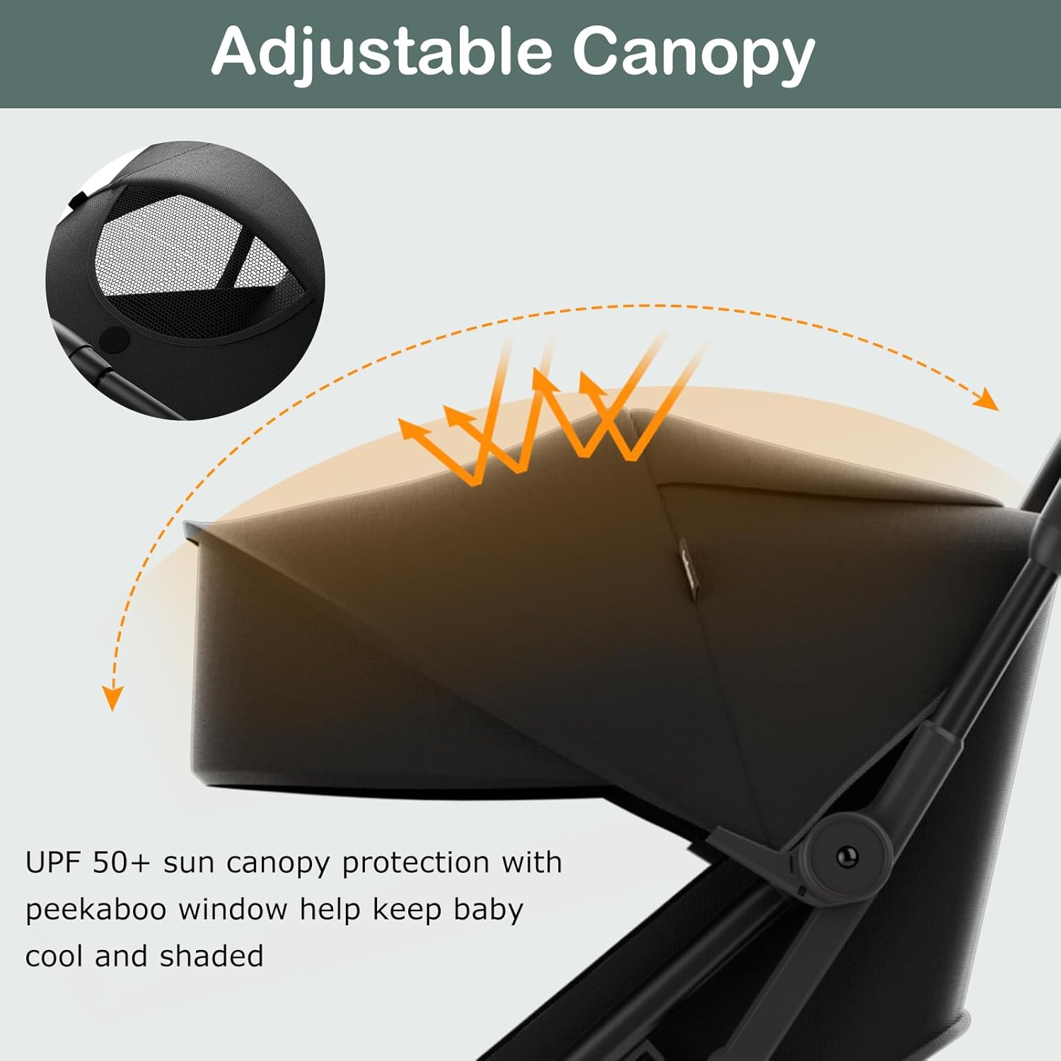 INFANS Lightweight Baby Stroller, One-Hand Gravity Fold, Compact Travel Stroller for Airplane with Aluminium Frame Adjustable Backrest, Foldable Toddler Stroller for Infant 0-36 Month