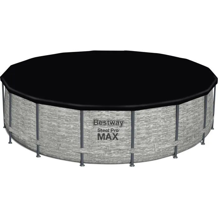Kit Piscine hors sol tubulaire BESTWAY - Steel Pro Max™ - 488 x 122 cm - Ronde (Livrée avec pompe de filtration. échelle et bâche)