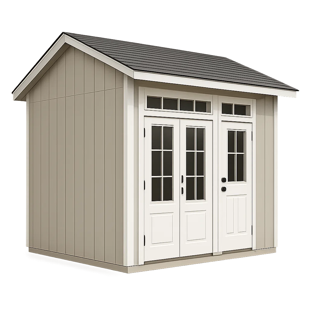 Caseta de jardín caseta de almacenamiento beige y blanco de madera sintética para exterior 210x140x225 cm